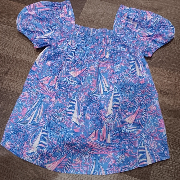 Lily Pulitzer Blue and Pink Sailboat Print Top - Picture 2 of 5